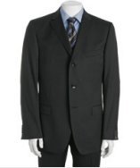 Zegna Z Zegna black pinstriped wool 3-button 'City' suit with flat front trousers