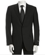 Canali black thin striped wool 2-button suit with flat front pants