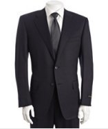 Corneliani navy virgin wool 2-button suit with double pleated trousers