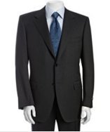 Canali dark grey wool 2-button suit with flat front pants