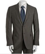 John Varvatos stone grey wool-mohair 2-button suit with flat front trousers