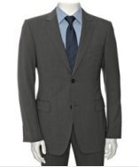 Gucci grey thin striped wool 2-button suit with flat front pants