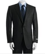 Hickey Freeman Loro Piana grey pinstripe worsted wool 2-button 'Vanguard' suit with double pleated p