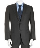 Canali charcoal striped wool 2-button suit with flat front pants