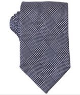 Prada navy and white houndstooth plaid slim silk tie