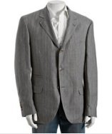 Brunello Cucinelli grey pinstripe linen 3-button blazer