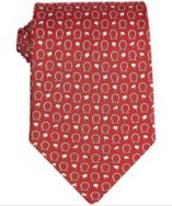 Ferragamo red and white rope logo and flag print silk tie