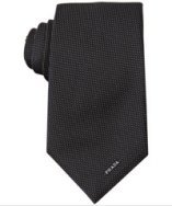 Prada black micro dot logo detail slim silk tie