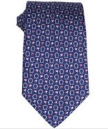 Ferragamo navy and red rope logo and flag print silk tie