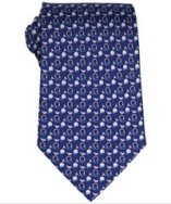 Ferragamo blue bird and buoy print 'Levante' silk tie