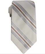 Michael Kors white and brown stripe silk tie