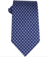 Ferragamo navy link print silk 'Loom' tie