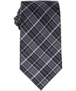 Michael Kors black and pink plaid silk tie