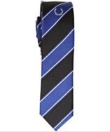 Fred Perry black and rich blue 'College Stripe' silk tie