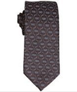 Gucci brown horsebit pattern silk-wool tie