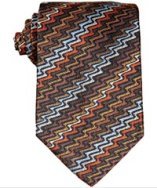 Missoni brown multi wave pattern silk tie