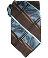 Robert Graham brown paisley check stripe silk tie