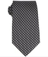 Ferragamo black seahorse print silk 'Luccio' tie