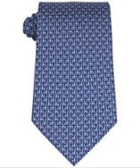 Ferragamo navy and white giraffe print silk 'Lina' tie