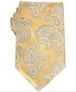 Hart Schaffner Marx yellow paisley print silk tie