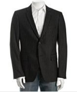 John Varvatos black striped wool-cashmere 2-button sport coat