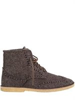 Raparo - TWEED WOOL LACE UP LOW BOOTS