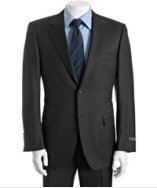 Canali charcoal striped 2-button suit with flat front pants