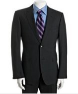 Gucci navy striped wool 2-button suit with flat front pants