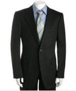 Gucci black pinstripe 2-button wool suit with flat front trousers