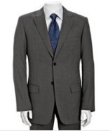 Valentino grey wool 2-button suit with flat front pants
