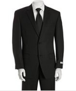 Michael Michael Kors black slim stripe wool 2-button suit with flat front pants