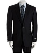 Hickey Freeman navy worsted wool 'Madison' 2-button suit with double pleated pants