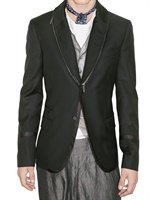 John Galliano - ZIPPED SILK COLLAR TWILL WOOL JACKET