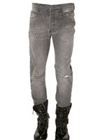 Balmain - STITCHED KNEE WASHED DENIM JEANS