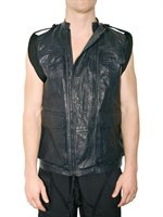 Neil Barrett - REMOVABLE SLEEVES CREASED LEATHER JACKET