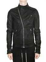 Rick Owens - BLISTERED LAMBSKIN BIKER LEATHER JACKET