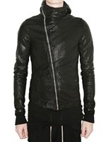 Rick Owens - TEXTURED LAMBSKIN HOODED LEATHER JACKET