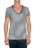 Closed - V NECK STRIPED JERSEY T-SHIRT