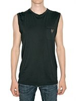 Balmain - EAGLE MEDAL JERSEY SLEVELESS T-SHIRT