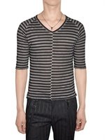 Kiryuyrik - GLITTERED STRIPED JERSEY T-SHIRT