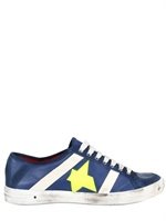 W6yz - FLUO DETAIL STAINED NAPPA SNEAKERS