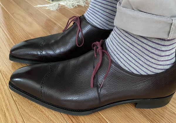 Gaziano & Girling Rogers Vintage Rioja_grey socks_left profile.jpg