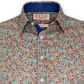 Thomas Pink slim fit floral hereford shirt - button cuff