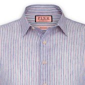 Thomas Pink vertex linen stripe shirt - short sleeve