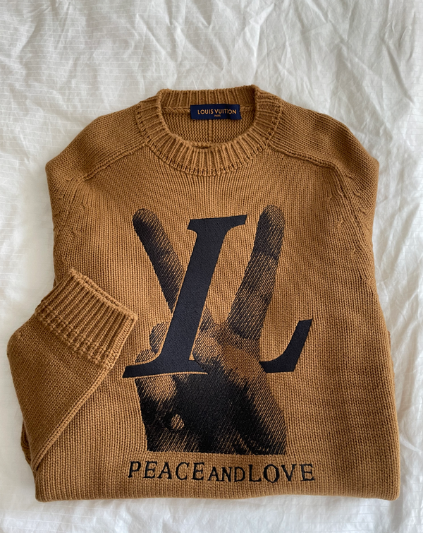 Louis Vuitton Brown Cashmere Vicuna Knit Peace & Love Sweatshirt XL Louis  Vuitton