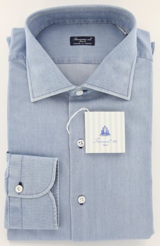 Finamore Napoli Denim Blue Shirt
