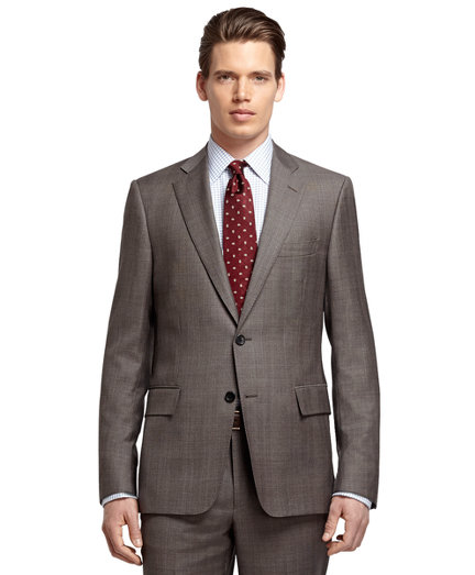 Brooks Brothers Regent Fit Brown Plaid with Blue Deco 1818 Suit