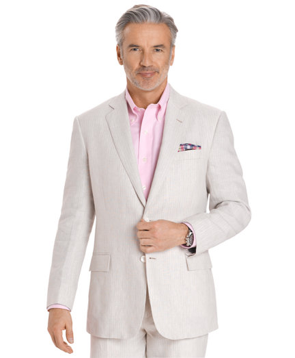 Brooks Brothers Linen Two-Button Stripe Regent Fit Suit