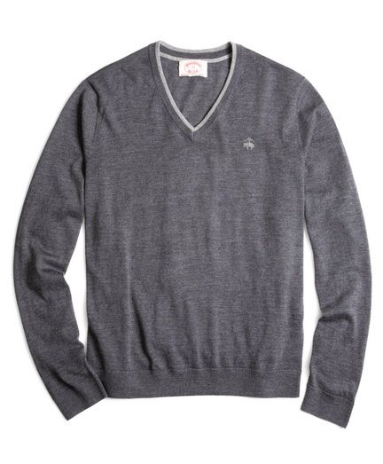 Brooks Brothers Tipped V-Neck Sweater with Golden Fleece® Logo
