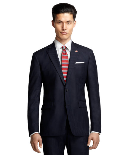 Brooks Brothers Milano Fit Saxxon Alternating Stripe 1818 Suit